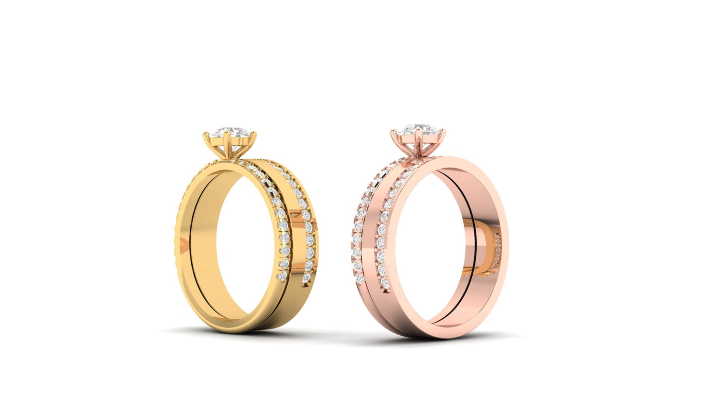 0.50 ct Round Cut Lab Grown Centered Diamond | 0.50 ct of Lab-Grown Side Diamonds with Designer Band.