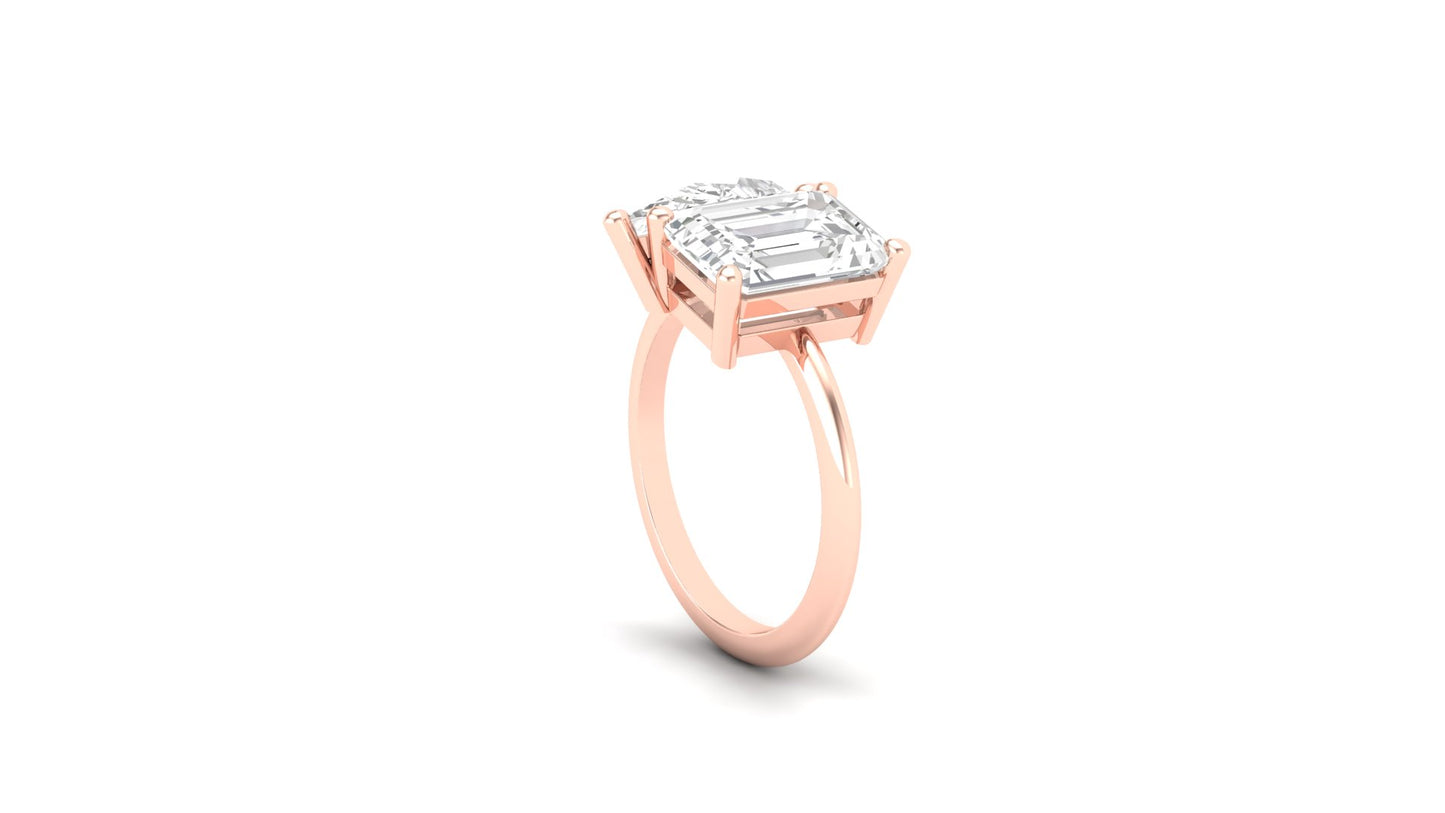 2.76 ct Emerald Cut Lab Grown Diamond | Color: E | Clarity: VVS | 2.35 ct Pear Shape Lab Grown Diamond | Color: E | Clarity: VVS | Designer Ring.