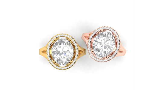 4.54 ct Oval Cut Center Lab Grown Diamond | Color: E | Clarity: VVS | 0.17 ct Lab Grown Side Diamonds | Halo Ring.