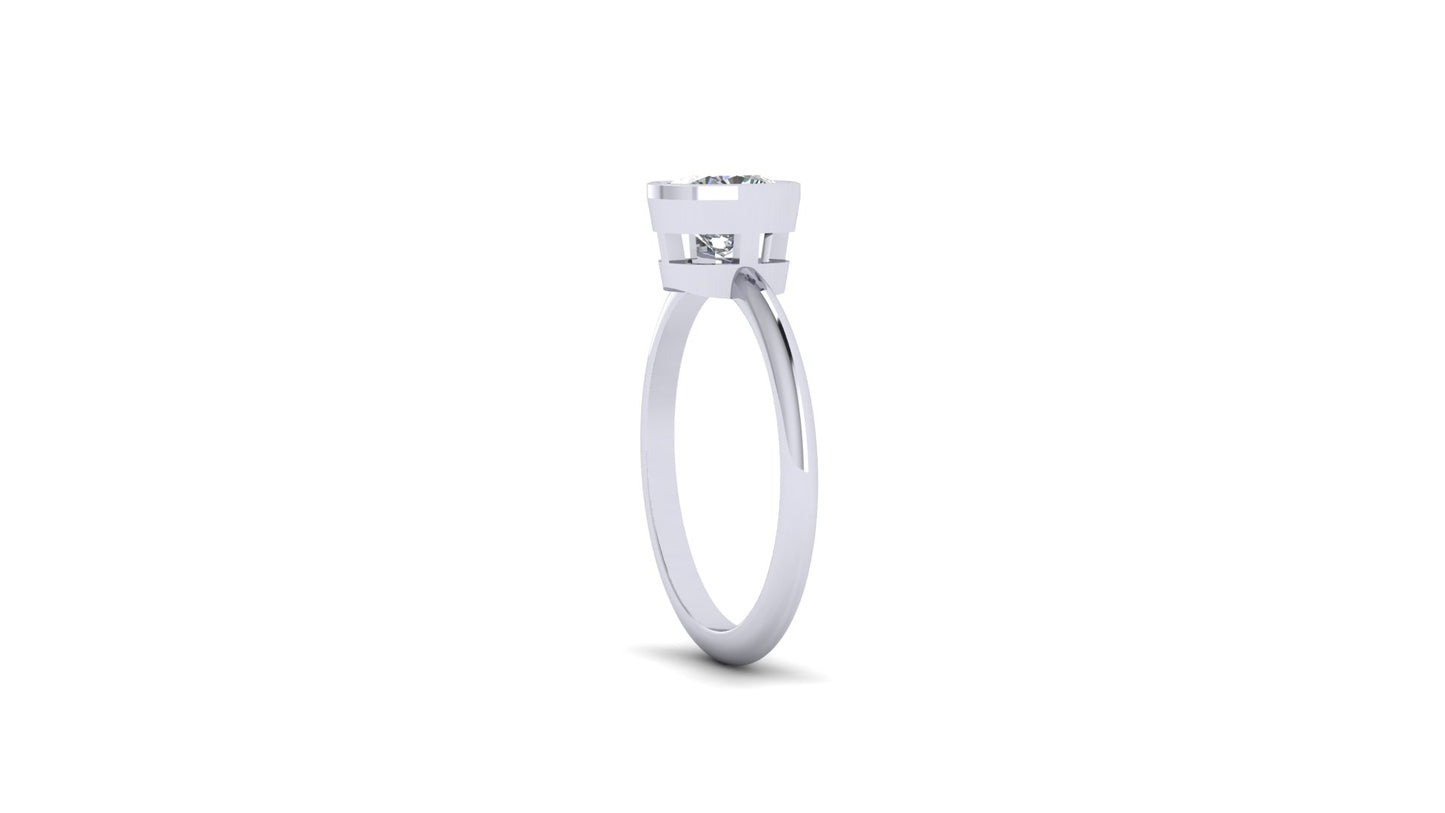 1.12 ctw Cushion Cut Lab Grown Diamond | Bezel Set Setting | Solitaire Ring.