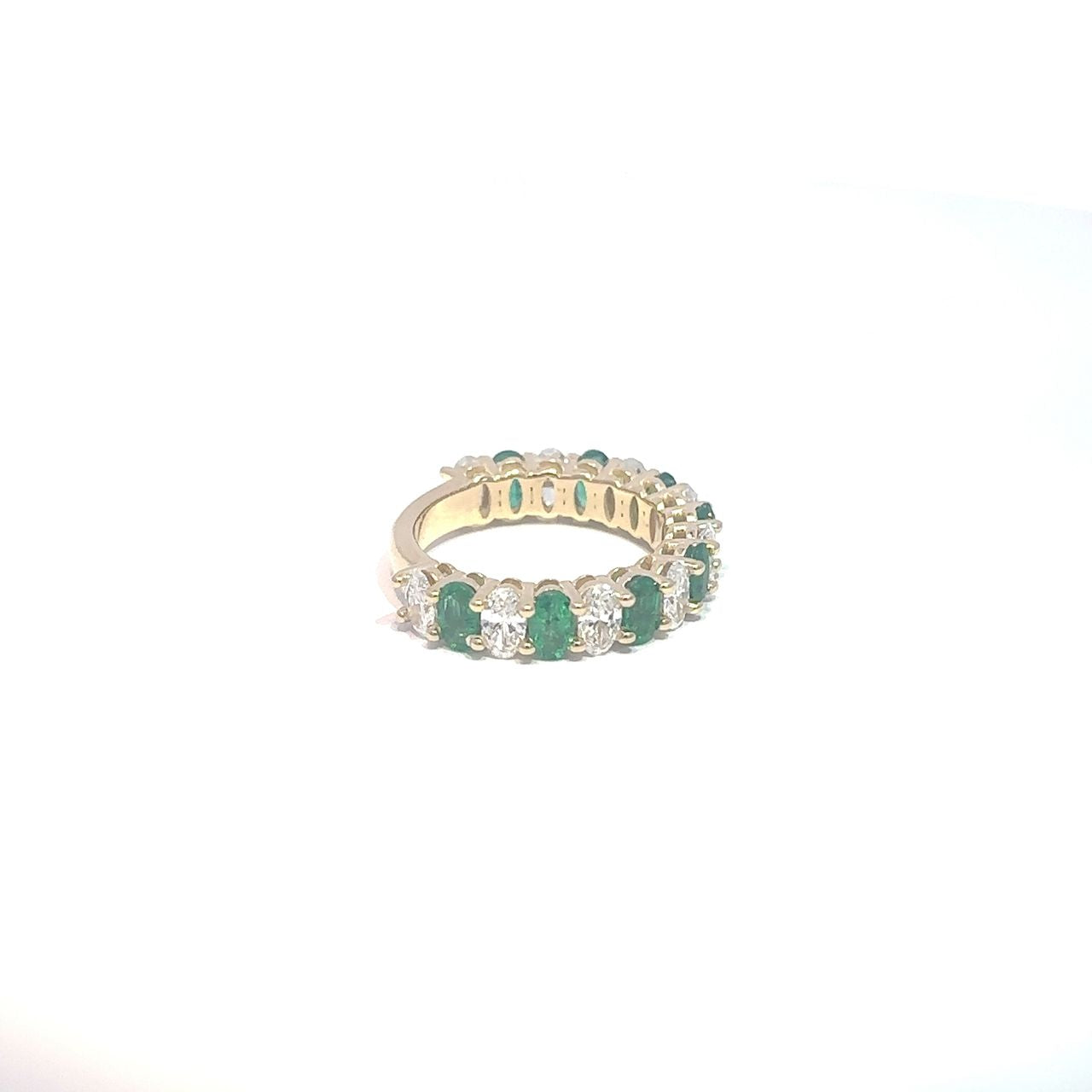 1.78 ct Natural Emeralds Band | 1.72 ct Lab-Grown Diamonds | 14k Yellow Gold
