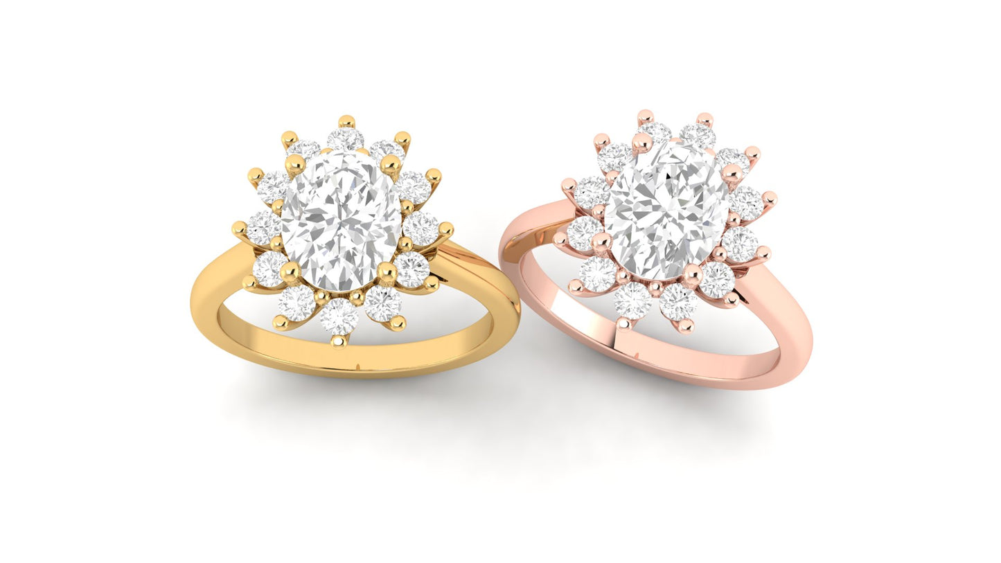 1.75 ct Oval Cut Center Lab Grown Diamond | Color: E | Clarity: VVS | 0.50 ct Lab Grown Side Diamonds. | Designer Ring.