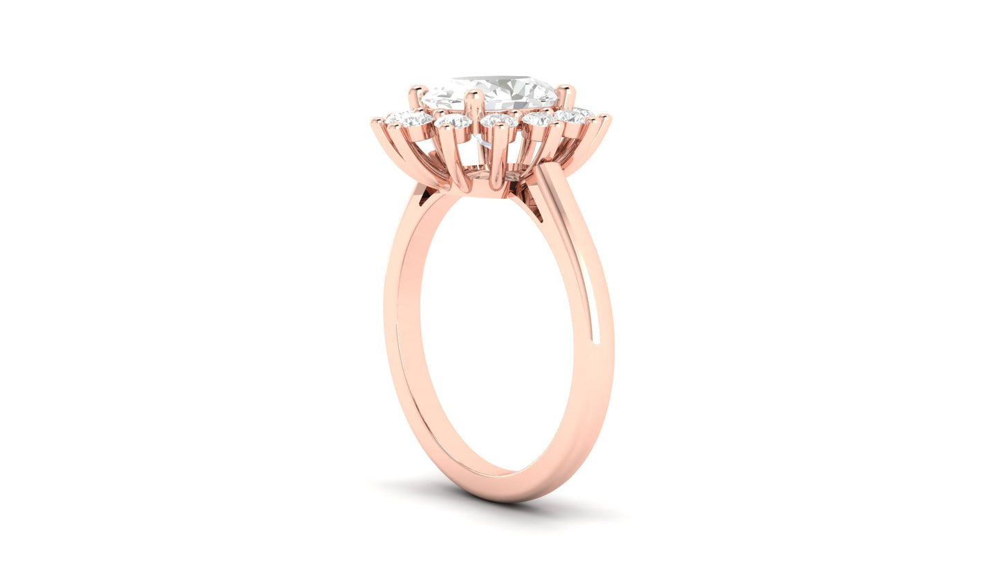 1.75 ct Oval Cut Center Lab Grown Diamond | Color: E | Clarity: VVS | 0.50 ct Lab Grown Side Diamonds. | Designer Ring.