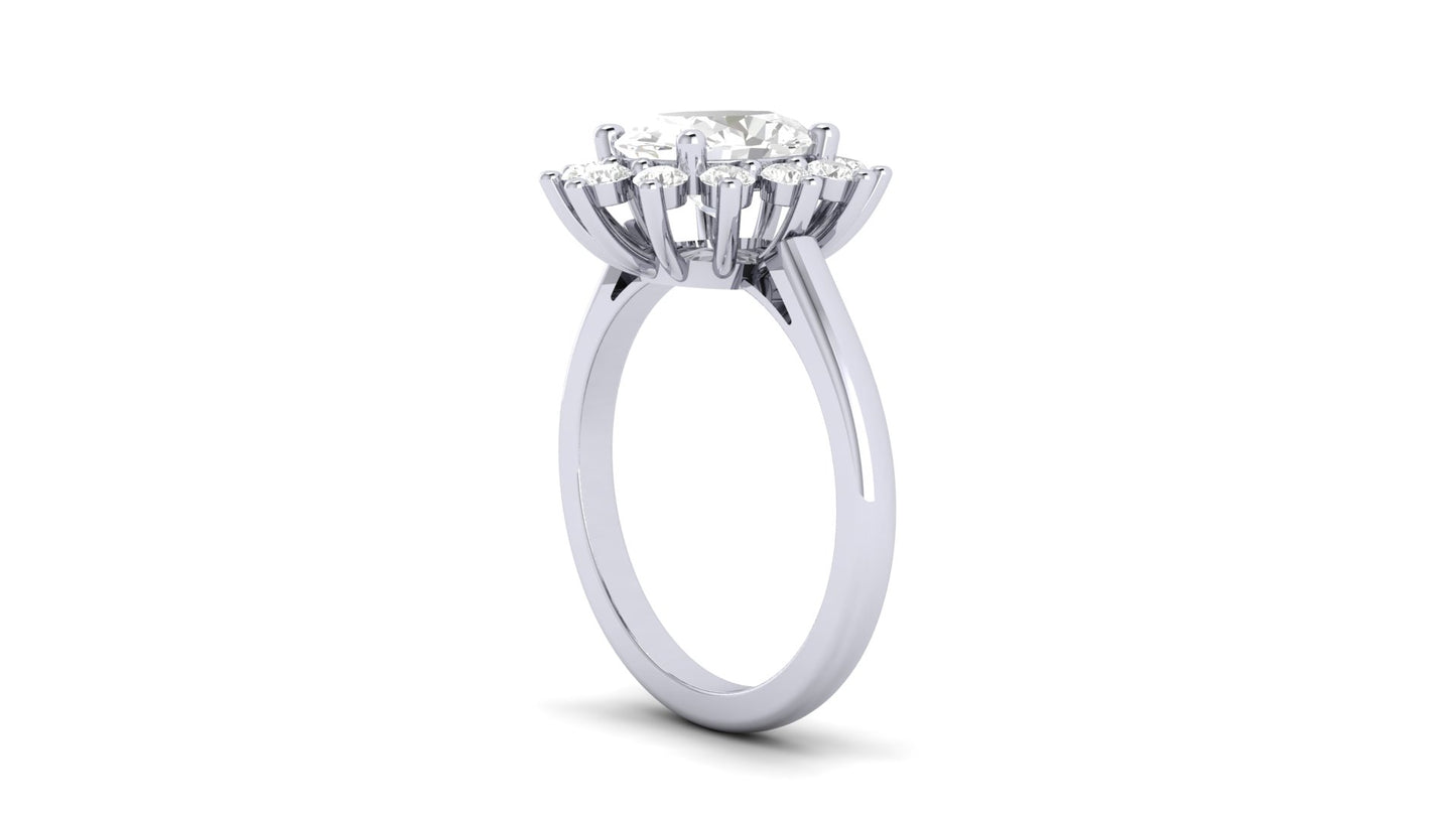 1.75 ct Oval Cut Center Lab Grown Diamond | Color: E | Clarity: VVS | 0.50 ct Lab Grown Side Diamonds. | Designer Ring.