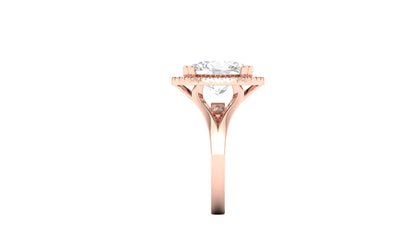 4.54 ct Oval Cut Center Lab Grown Diamond | Color: E | Clarity: VVS | 0.17 ct Lab Grown Side Diamonds | Halo Ring.