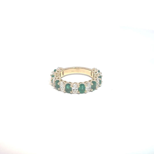 1.78 ct Natural Emeralds Band | 1.72 ct Lab-Grown Diamonds | 14k Yellow Gold