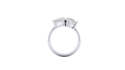 2.76 ct Emerald Cut Lab Grown Diamond | Color: E | Clarity: VVS | 2.35 ct Pear Shape Lab Grown Diamond | Color: E | Clarity: VVS | Designer Ring.