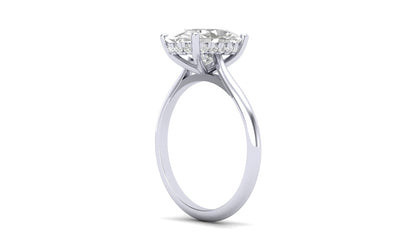 3.05 ct Oval Cut Lab Grown Diamond | Color: E | Clarity: VVS | 0.15 ct Lab Grown Side Diamonds. | Designer Ring.
