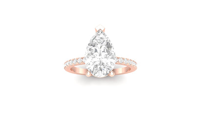 2.37 ct Pear Center Lab Grown Diamond | Color: E | Clarity: VVS | 0.25 ct Lab Grown Side Diamonds. | Designer Ring.