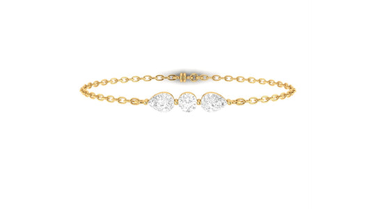 1.00 ctw Round & Pear Shape Lab Grown Diamonds | Three Stone | Loose Bracelet