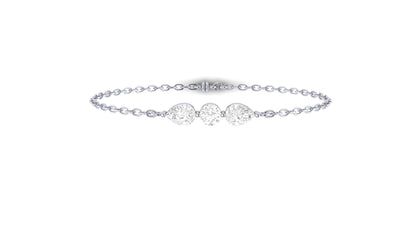1.00 ctw Round & Pear Shape Lab Grown Diamonds | Three Stone | Loose Bracelet