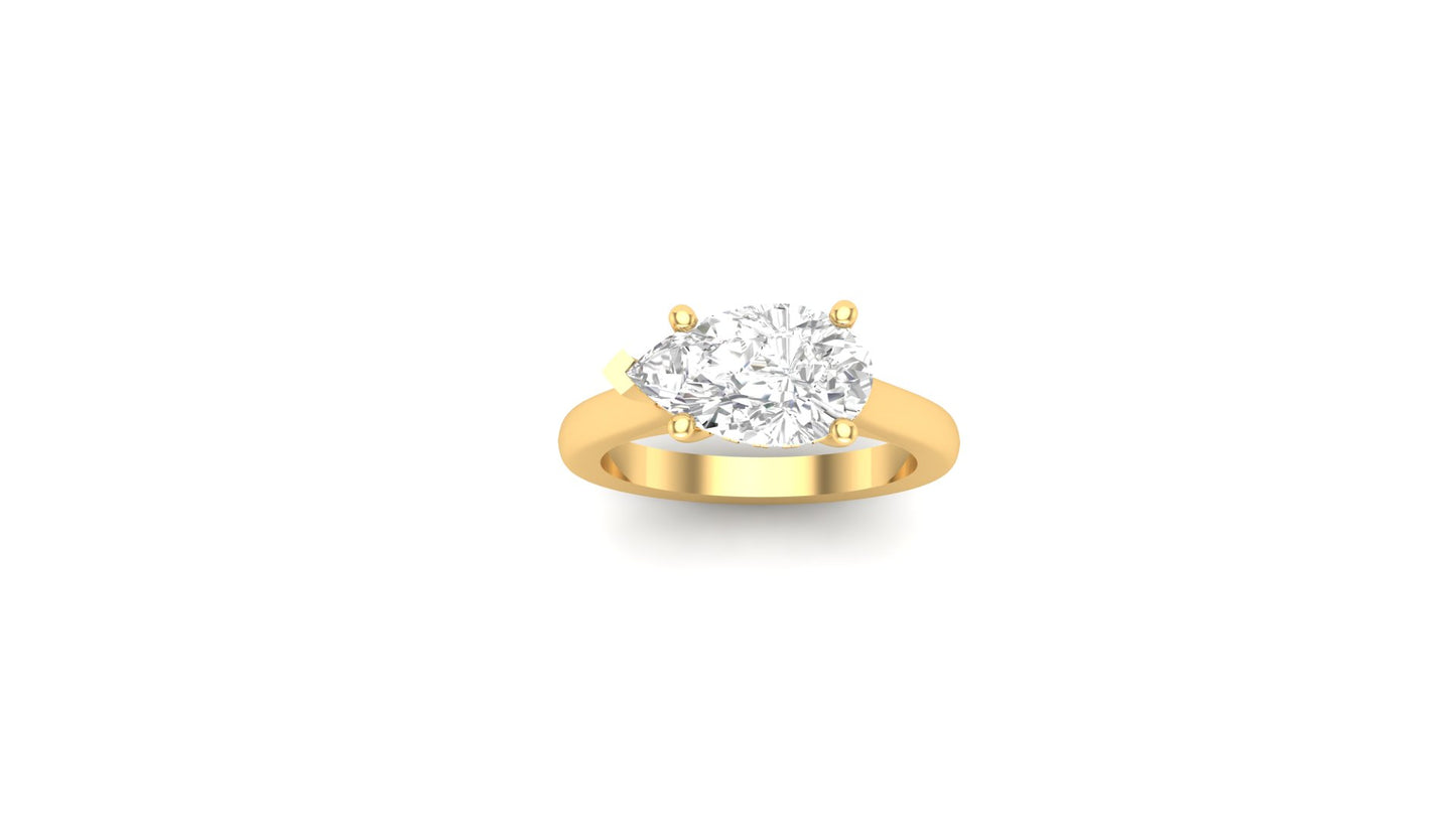 1.75 ct Pear Center Lab Grown Diamond | Color: E | Clarity: VVS | 0.31 ct Lab Grown Side Diamonds. | Designer Ring.