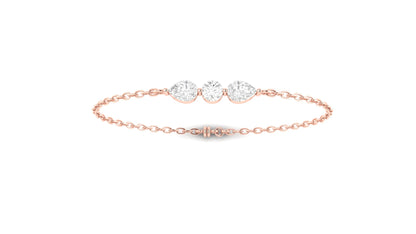 1.00 ctw Round & Pear Shape Lab Grown Diamonds | Three Stone | Loose Bracelet