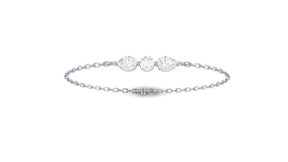 1.00 ctw Round & Pear Shape Lab Grown Diamonds | Three Stone | Loose Bracelet