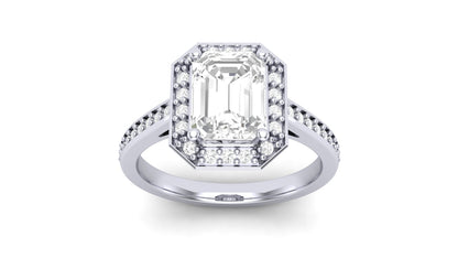 1.75 ct Emerald Cut Center Lab Grown Diamond | Color: E | Clarity: VVS | 0.25 ct Lab Grown Side Diamonds. | Designer Ring.