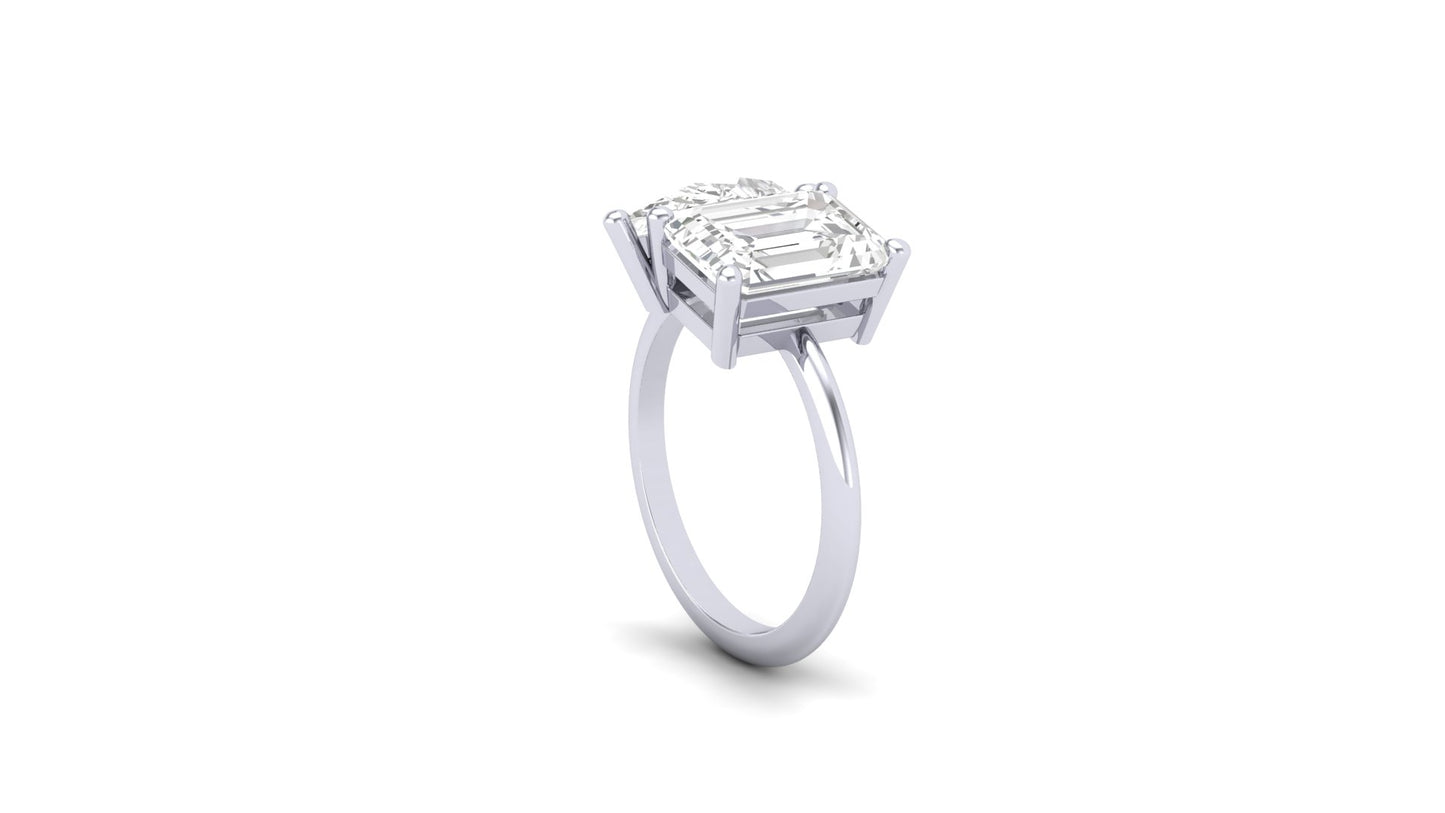 2.76 ct Emerald Cut Lab Grown Diamond | Color: E | Clarity: VVS | 2.35 ct Pear Shape Lab Grown Diamond | Color: E | Clarity: VVS | Designer Ring.