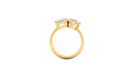 2.76 ct Emerald Cut Lab Grown Diamond | Color: E | Clarity: VVS | 2.35 ct Pear Shape Lab Grown Diamond | Color: E | Clarity: VVS | Designer Ring.
