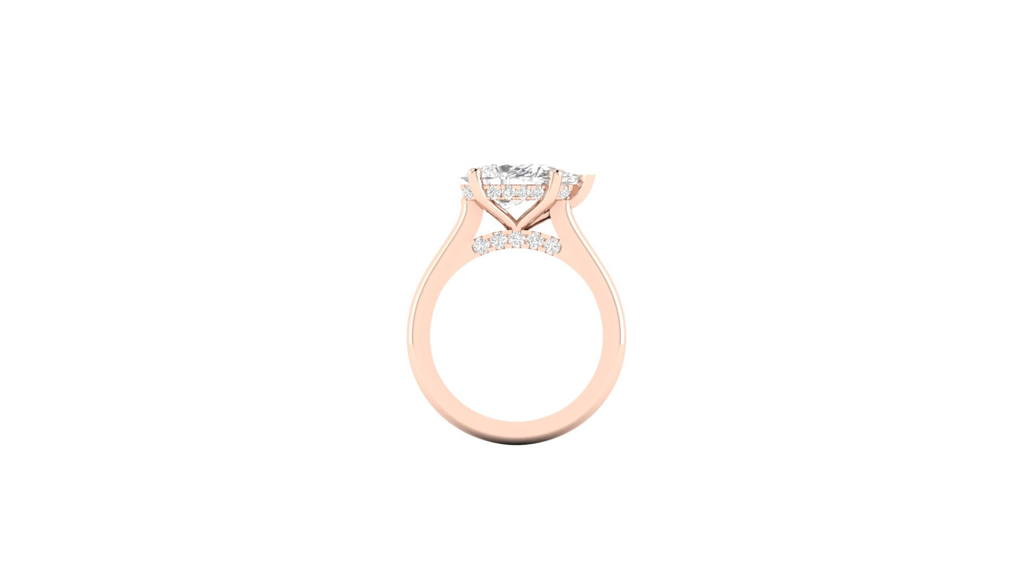 1.75 ct Pear Center Lab Grown Diamond | Color: E | Clarity: VVS | 0.31 ct Lab Grown Side Diamonds. | Designer Ring.