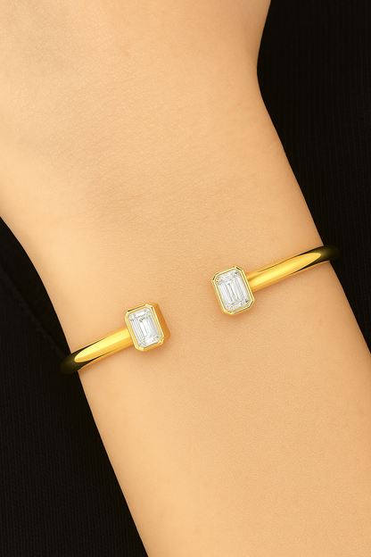 21 Grams | 1.00 ctw Emerald Cut Lab-Grown Diamonds | Solid/Open Bracelet