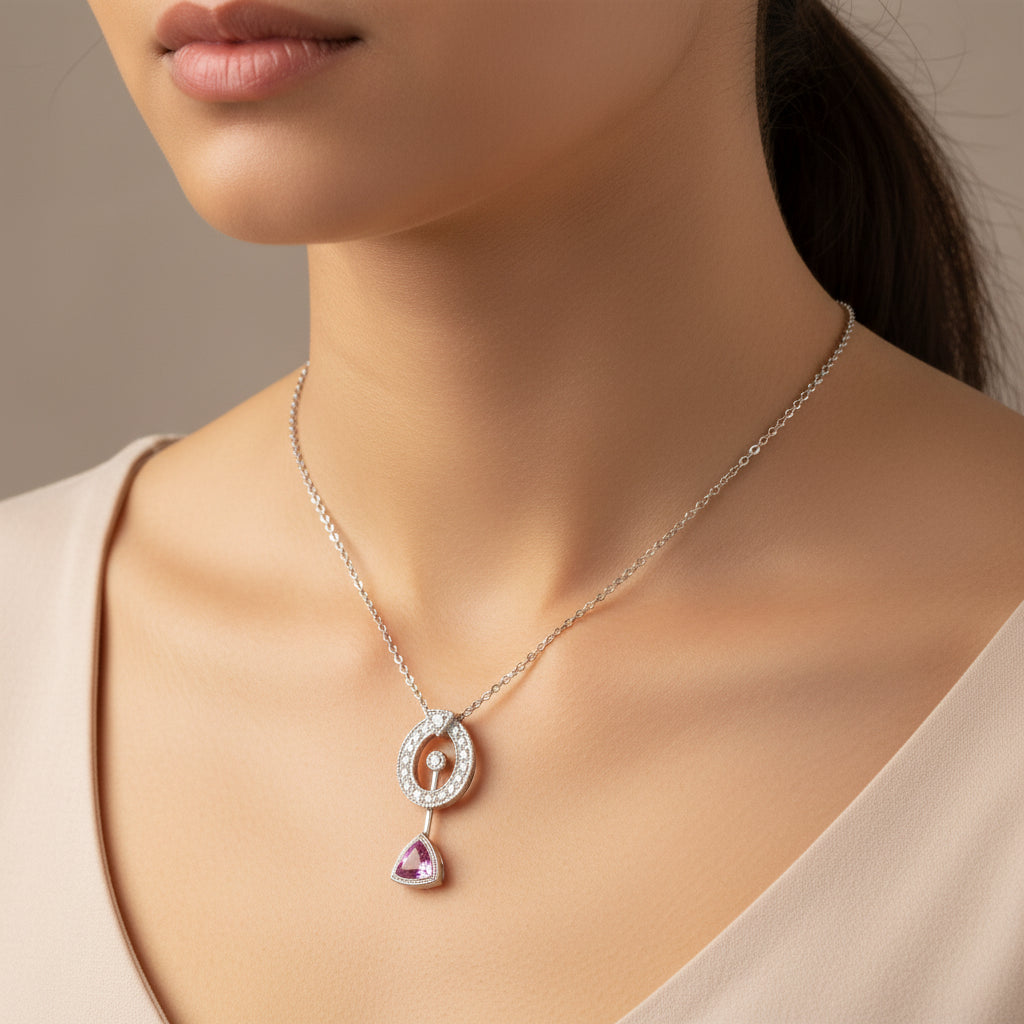 0.47 ct Natural Pink Sapphire | 0.14 ct Natural Diamonds | 14k White Gold