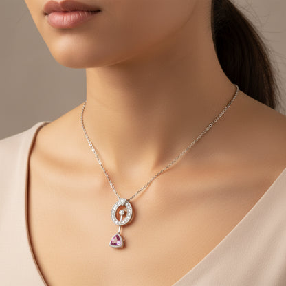 0.47 ct Natural Pink Sapphire | 0.14 ct Natural Diamonds | 14k White Gold