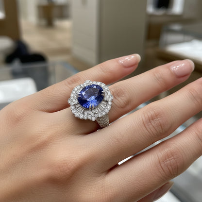 Natural Oval-cut Tanzanite in 18K White Gold