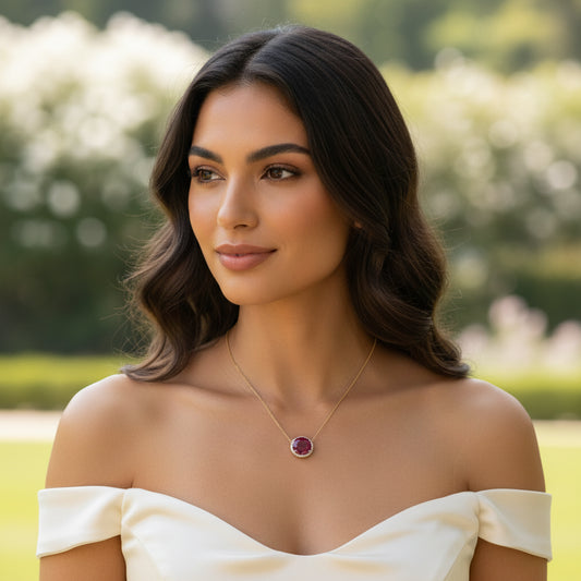 18.18 ct Natural Ruby | 0.75 ct Natural Diamonds Necklace | 14k YG