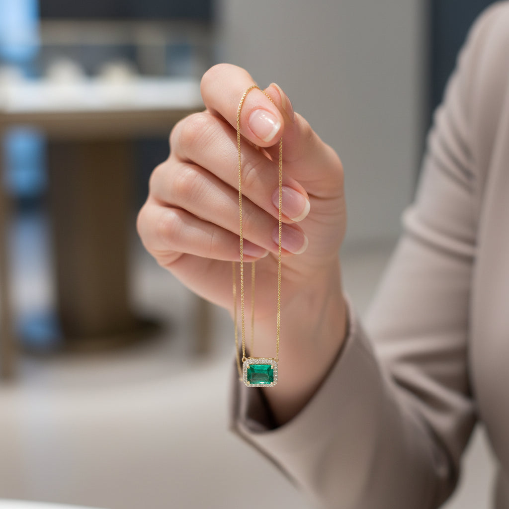 2.75 ct Natural Emerald | 0.46 ct Natural Diamonds | 14k Yellow Gold