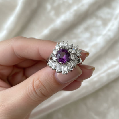 Natural Purple Sapphire in 18K White Gold