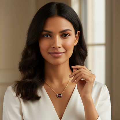 3.09 ct Natural Ruby | 0.45 ct Natural Diamonds | 14k Yellow Gold Necklace