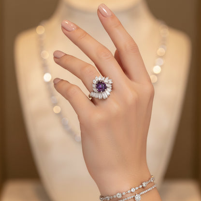 Natural Purple Sapphire in 18K White Gold