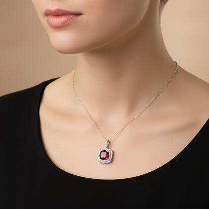 3.06 ct Natural Ruby | 0.35 ctw Natural Diamonds | 18k White Gold.