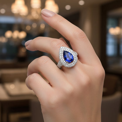 Natural Pear-Cut Tanzanite in 18K White Gold