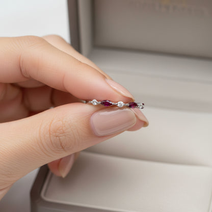 Natural Marquise-Cut Burmese Ruby in Platinum