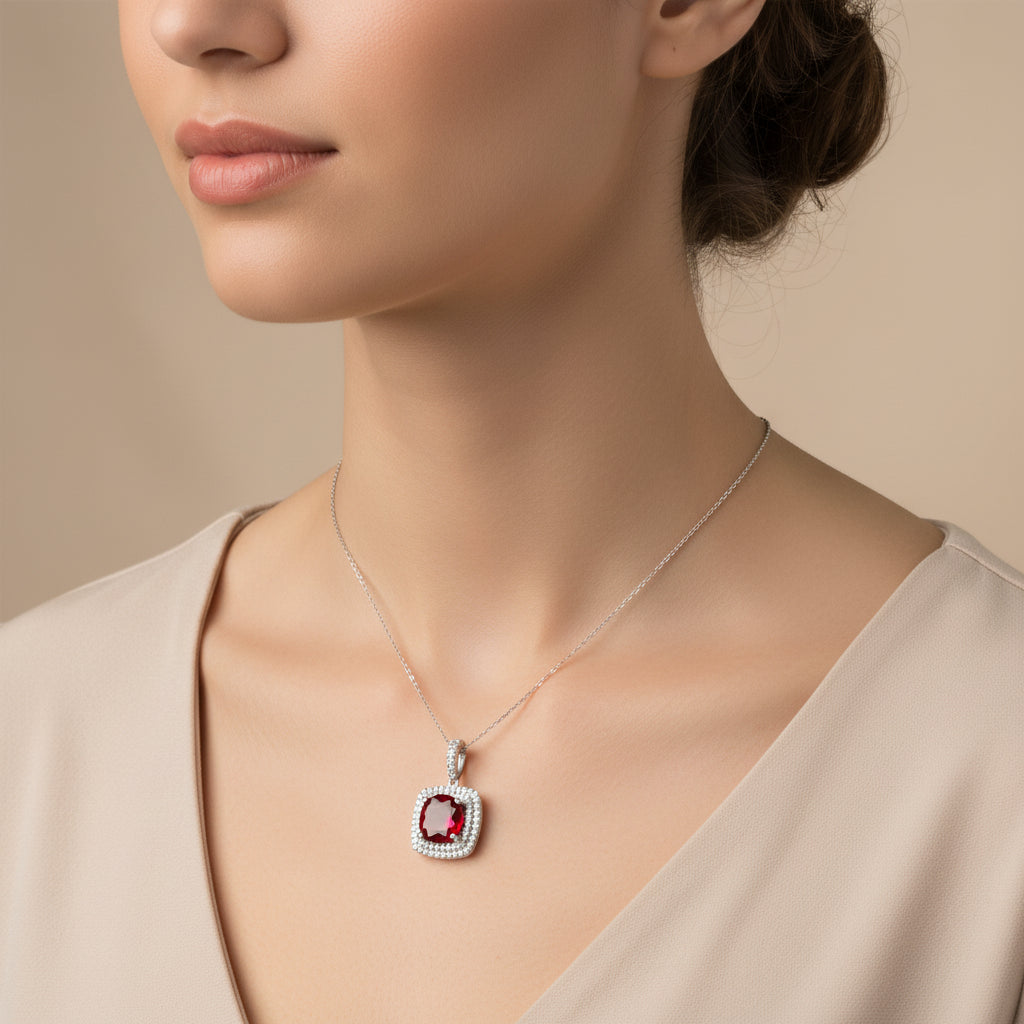 3.06 ct Natural Ruby | 0.35 ctw Natural Diamonds | 18k White Gold.