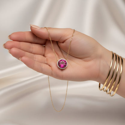 18.18 ct Natural Ruby | 0.75 ct Natural Diamonds Necklace | 14k YG