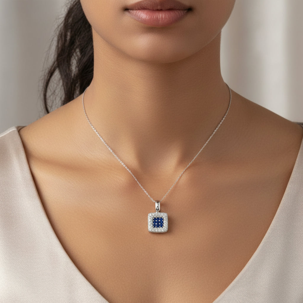 0.38 ct Natural Blue Sapphire | 0.76 ct Natural Diamonds | 18k White Gold