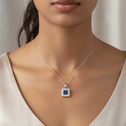 0.38 ct Natural Blue Sapphire | 0.76 ct Natural Diamonds | 18k White Gold