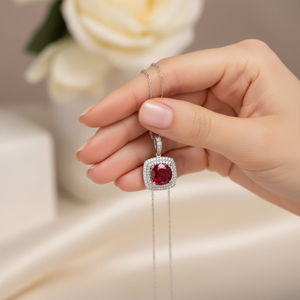 3.06 ct Natural Ruby | 0.35 ctw Natural Diamonds | 18k White Gold.
