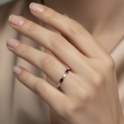 Natural Marquise-Cut Burmese Ruby in Platinum