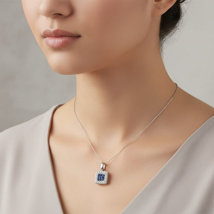 0.38 ct Natural Blue Sapphire | 0.76 ct Natural Diamonds | 18k White Gold