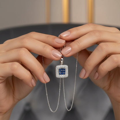 0.38 ct Natural Blue Sapphire | 0.76 ct Natural Diamonds | 18k White Gold