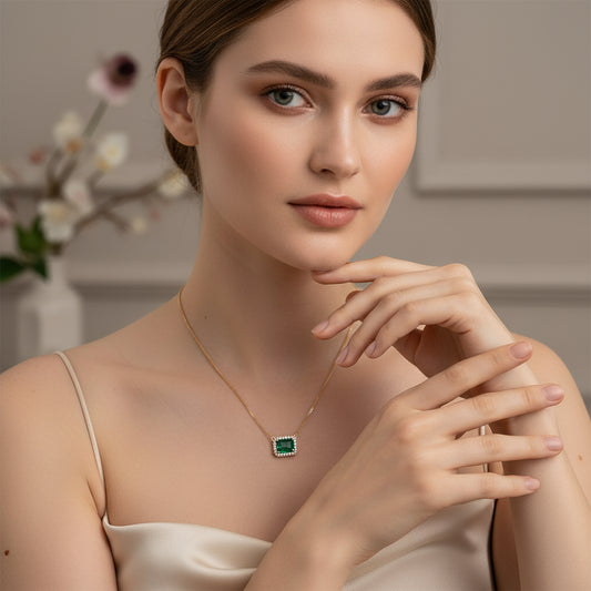 2.75 ct Natural Emerald | 0.46 ct Natural Diamonds | 14k Yellow Gold