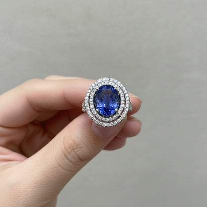 Natural Oval-cut Tanzanite in 14K White Gold