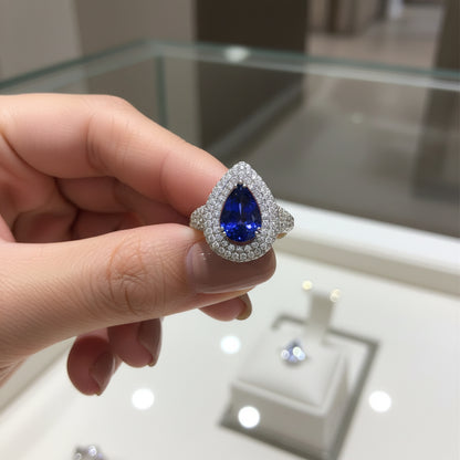 Natural Pear-Cut Tanzanite in 18K White Gold