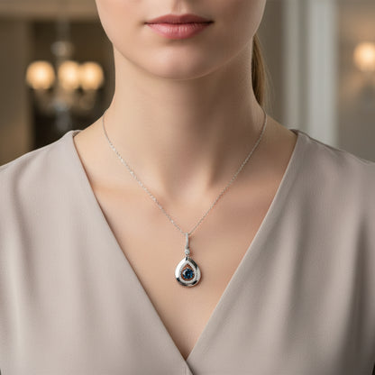 0.26 ct Natural Blue Center Diamond Pendant | 0.08 ctw Natural Side Diamonds | 14k White Gold.