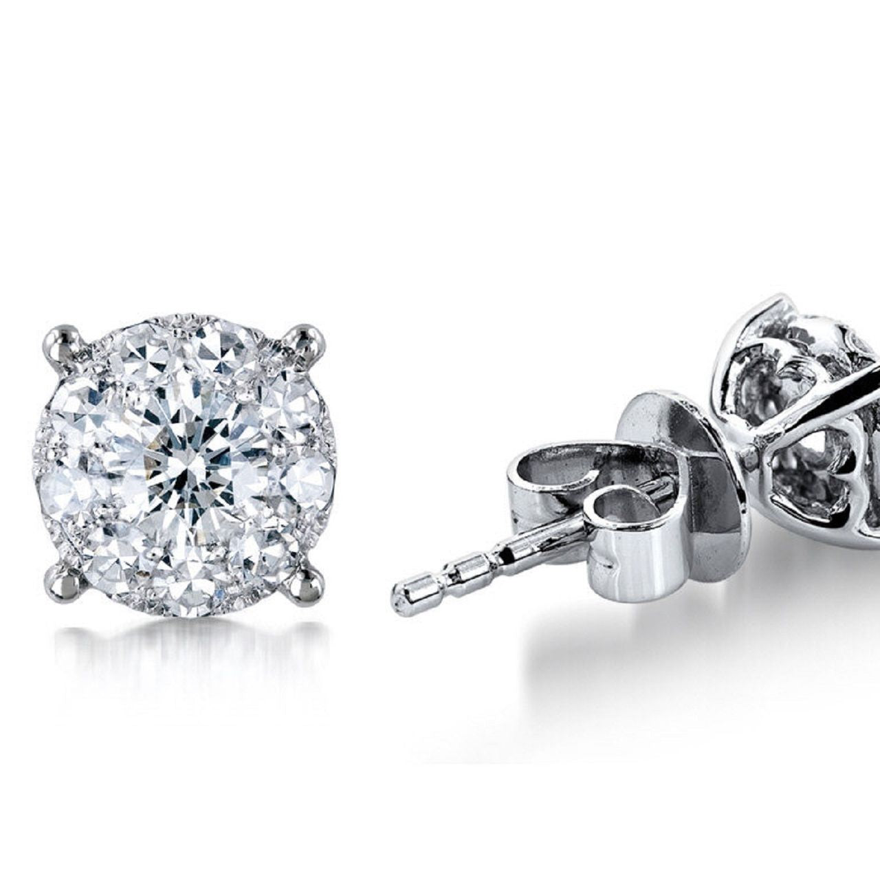 0.8 ctw Natural Diamonds | Color: F | Clarity: VS | 18k White Gold Earrings