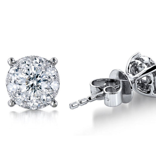 0.8 ctw Natural Diamonds | Color: F | Clarity: VS | 18k White Gold Earrings