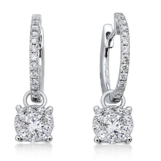 0.84 ctw Natural Diamonds | Color: F | Clarity: VS | 18k White Gold Earrings