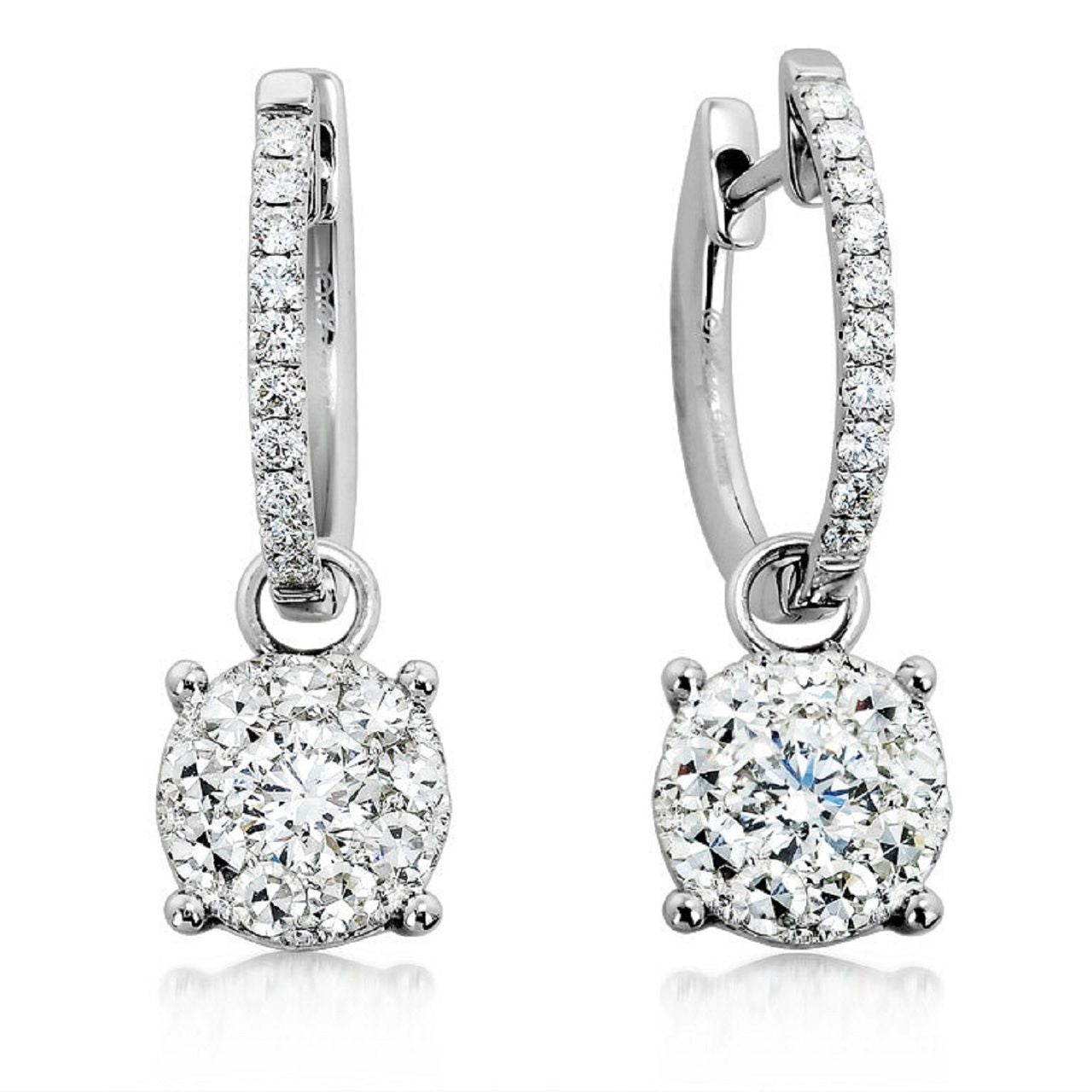 0.96 ctw Natural Diamonds | Color: F | Clarity: VS | 18k White Gold Earrings